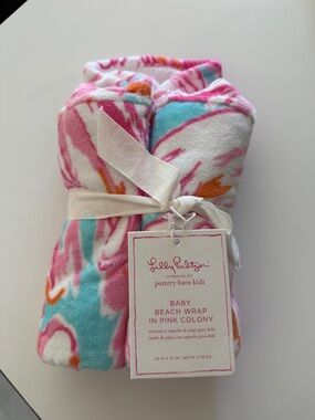 Lilly Pulitzer Baby Beach Wrap - Pink, Aqua & Orange Floral Print